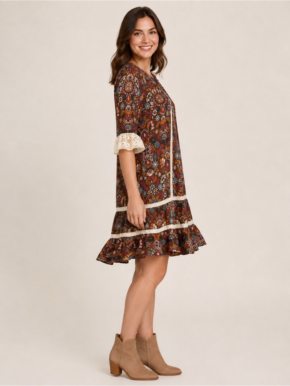 Matilda Jane Make Believe Intermission Floral Boho Dress Size Medium NWT - Picture 2 of 3
